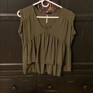 Free People Olive Green Top
